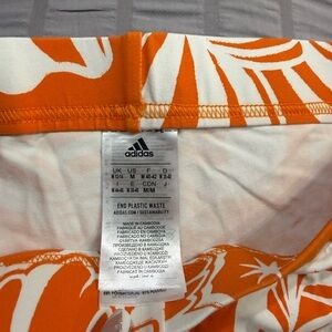 adidas White & Orange Tropical Print Swim Bottoms